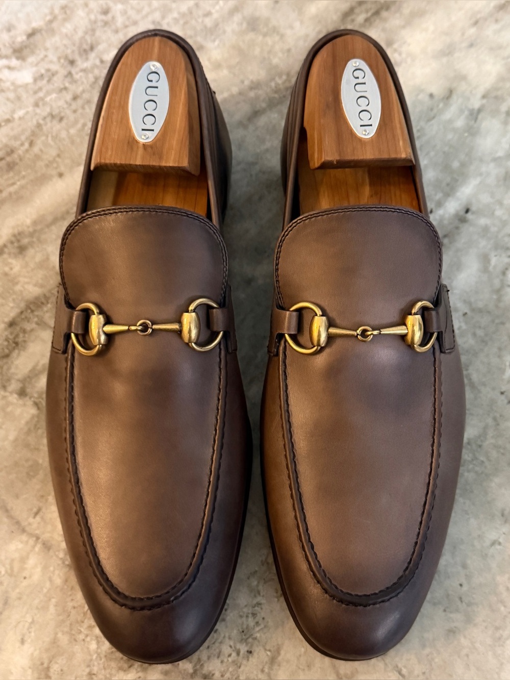 GUCCI JORDAAN Horsebit Leather Loafer  Brown  7 / 7.5 US $1100 1953